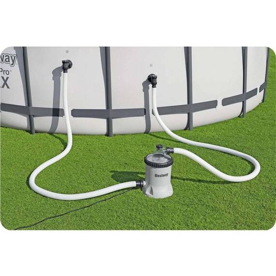 Pompa Filtrare Piscina Bestway, Bile Filtrante, 5678 l/h, Racord 38mm cu Adaptor 32mm, 220-240V, Compatibila Piscine 1100-31700 l, Furtunuri Conectare, Coliere, Sita si Bila Filtranta, 6.74 kg, Gri - 14- Roveli