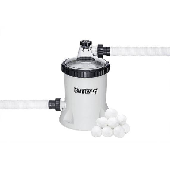 Pompa Filtrare Piscina Bestway, Bile Filtrante, 5678 l/h, Racord 38mm cu Adaptor 32mm, 220-240V, Compatibila Piscine 1100-31700 l, Furtunuri Conectare, Coliere, Sita si Bila Filtranta, 6.74 kg, Gri - 15- Roveli