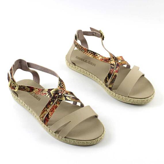 Sandale usoare de dama , cu barete 612- BEIGE, Culoare (12): BEJ/ANIMAL PRINT, Marime (12): 37 - 3- Roveli