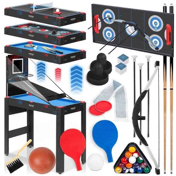 RESIGILAT: Masa multi joc 5 in 1, masa de biliard, tir cu arcul, masa de hochei, de ping pong, table de baschet, picioare reglabile, 92 x 46 x 73 cm - 2- Roveli