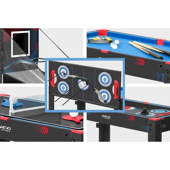RESIGILAT: Masa multi joc 5 in 1, masa de biliard, tir cu arcul, masa de hochei, de ping pong, table de baschet, picioare reglabile, 92 x 46 x 73 cm - 4- Roveli