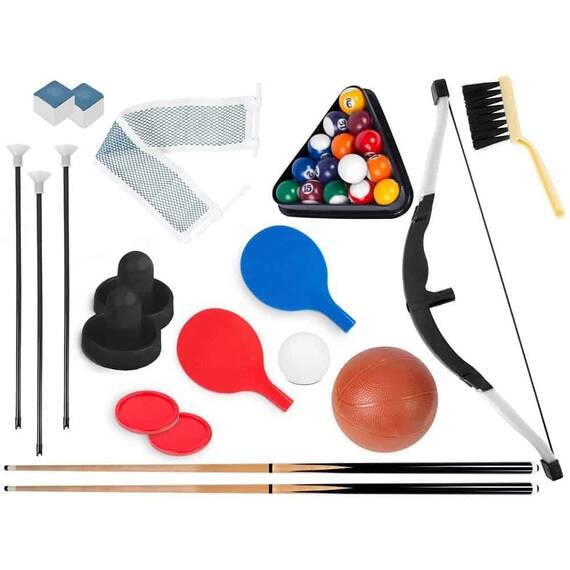 RESIGILAT: Masa multi joc 5 in 1, masa de biliard, tir cu arcul, masa de hochei, de ping pong, table de baschet, picioare reglabile, 92 x 46 x 73 cm - 6- Roveli
