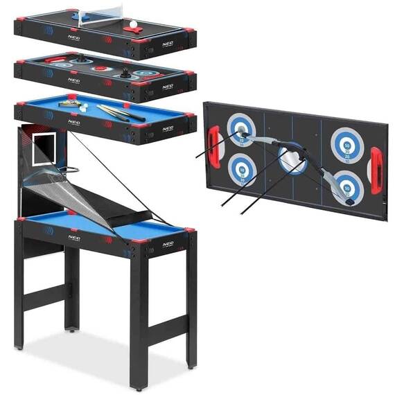RESIGILAT: Masa multi joc 5 in 1, masa de biliard, tir cu arcul, masa de hochei, de ping pong, table de baschet, picioare reglabile, 92 x 46 x 73 cm - 8- Roveli