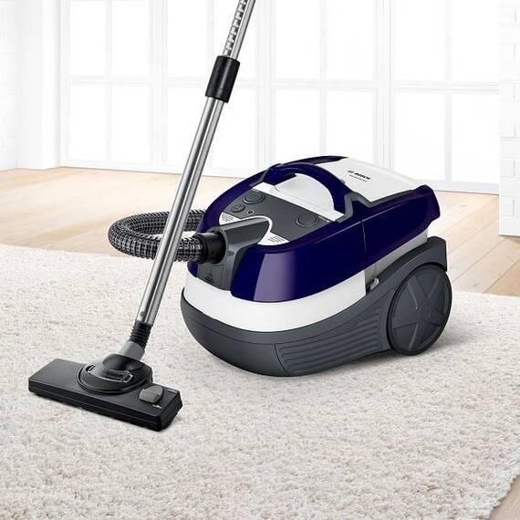 RESIGILAT: Aspirator cu aspirare uscata si umeda, cu spalare, capacitate rezervor apa 5 l, filtru EPA, tup telescopic metalic, 3 accesorii mici, 1700 W, alb si mov - 2- Roveli