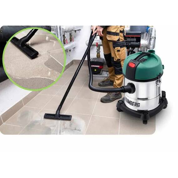 RESIGILAT: Aspirator industrial, putere 1200W, aspirare umeda si uscata, fara sac, 20L, filtru HEPA, functie suflare, argintiu si verde - 5- Roveli