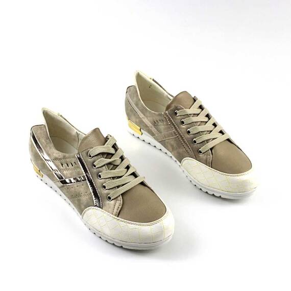 ​Sneakers dama , cu elemente stralucitoare 895210-3-BEIGE, Culoare (12): BEJ/AURIU, Marime (12): 40 - 2- Roveli