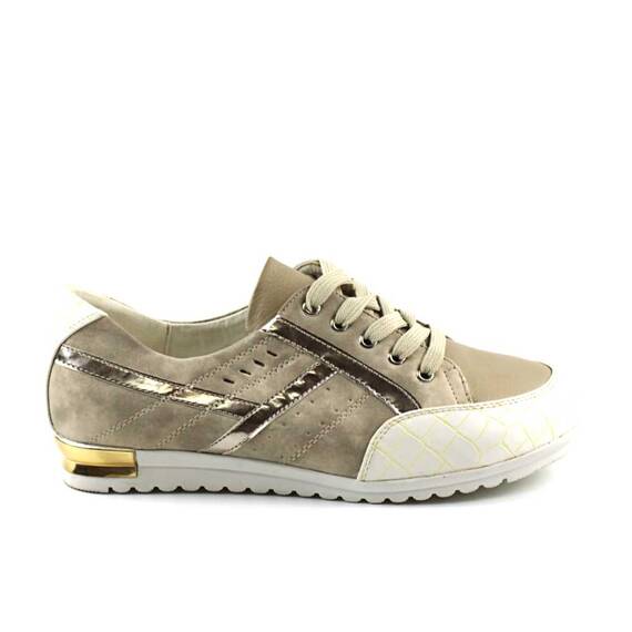 ​Sneakers dama , cu elemente stralucitoare 895210-3-BEIGE, Culoare (12): BEJ/AURIU, Marime (12): 40 - 3- Roveli