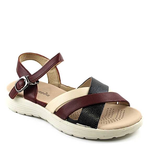 Sandale usoare de dama ,cu barete impletite Y123-RED, Culoare (12): VISINIU/BEJ/NEGRU, Marime (12): 41 - - Roveli
