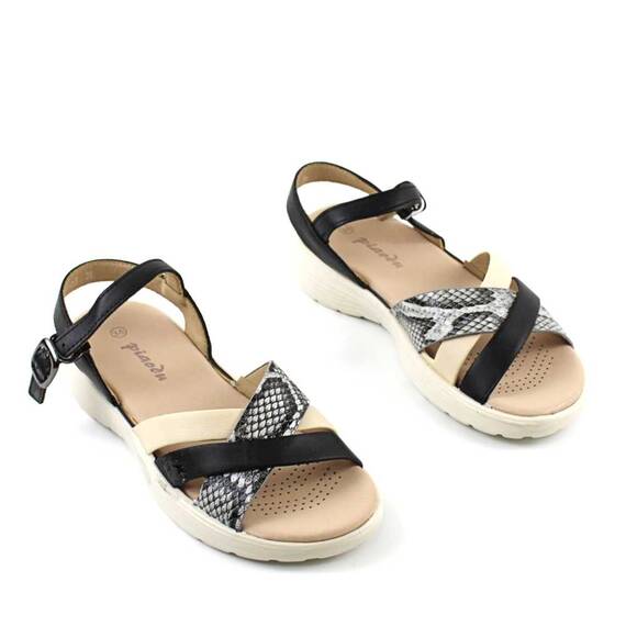 Sandale usoare de dama ,cu barete impletite Y123-BLACK, Culoare (12): NEGRU/MULTICOLOR, Marime (12): 41 - 3- Roveli