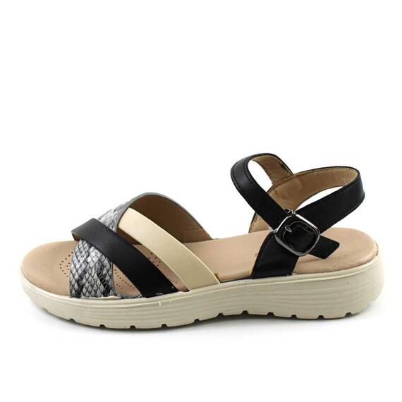 Sandale usoare de dama ,cu barete impletite Y123-BLACK, Culoare (12): NEGRU/MULTICOLOR, Marime (12): 41 - 4- Roveli
