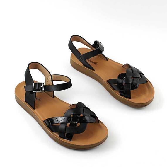 Sandale usoare de dama ,cu bretele impletite CC1-BLACK, Culoare (12): Negru, Marime (12): 40 - 3- Roveli