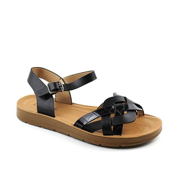 Sandale usoare de dama ,cu bretele impletite CC1-BLACK, Culoare (12): Negru, Marime (12): 38 - - Roveli