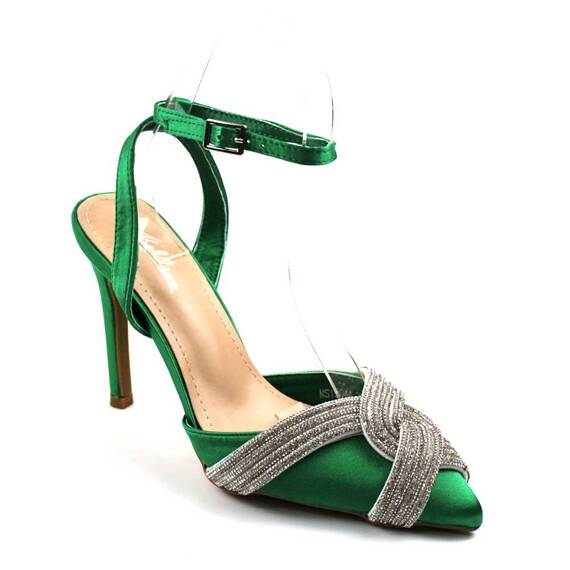 ​Pantofi eleganti , de dama , accesorizati ,  MS19044-GREEN, Culoare (12): Verde, Marime (12): 38 - - Roveli
