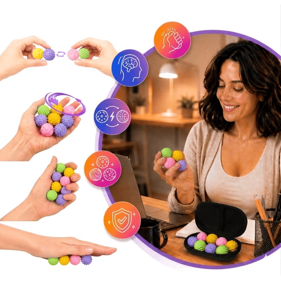 Set 8 bile magnetice senzoriale, antistres, diverse texturi, multicolor - 7- Roveli