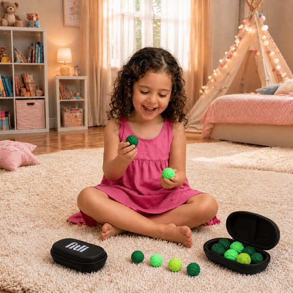 Set 8 bile magnetice senzoriale, antistres, diverse texturi, verde - 3- Roveli
