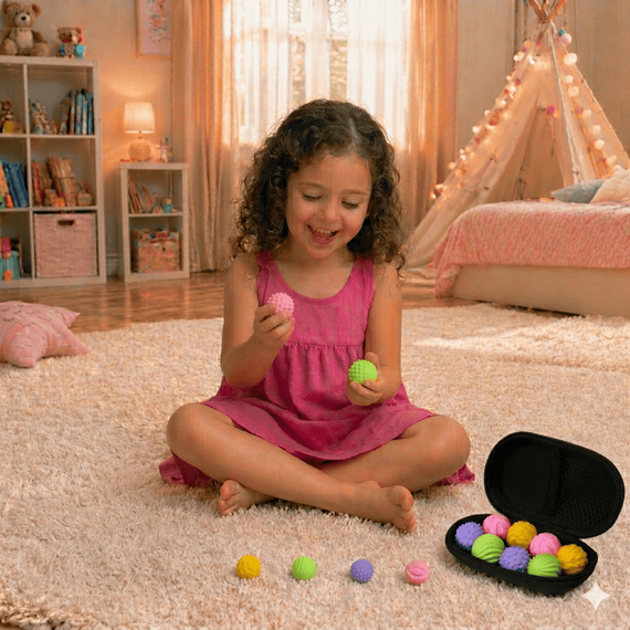 Set 8 bile magnetice senzoriale, antistres, diverse texturi, multicolor - 3- Roveli