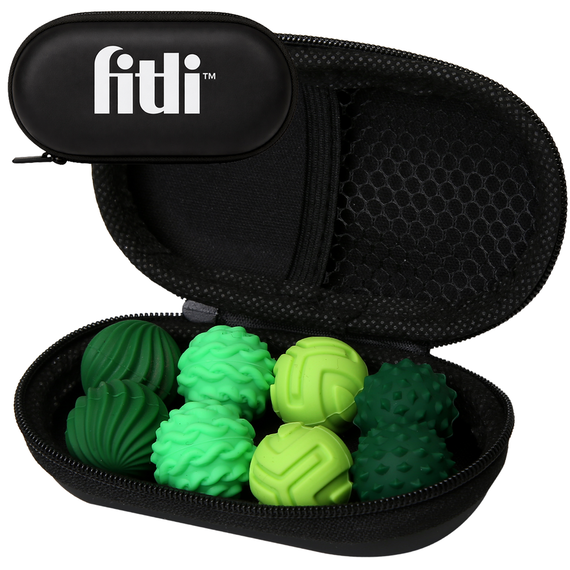 Set 8 bile magnetice senzoriale, antistres, diverse texturi, verde - - Roveli
