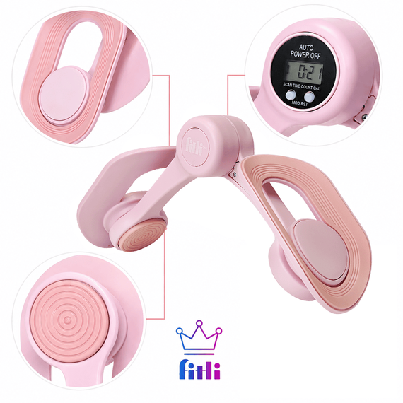 Dispozitiv Antrenor Kegel, pentru Coapse, Solduri si Muschii Planseului Pelvin cu Contor LCD, roz - 2- Roveli