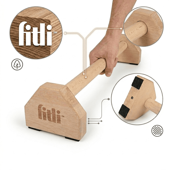 Set 2 Manere pentru flotari din lemn, antiderapante, pentru fitness, gimnastica si calistenica, 50 cm - 7- Roveli