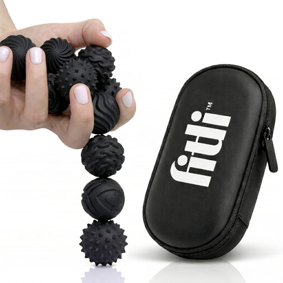 Set 8 bile magnetice senzoriale, antistres, diverse texturi, negru - - Roveli