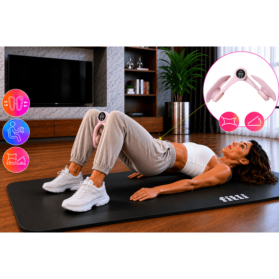 Dispozitiv Antrenor Kegel, pentru Coapse, Solduri si Muschii Planseului Pelvin cu Contor LCD, roz - 9- Roveli