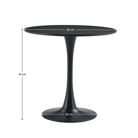 Masa de sufragerie, rotunda, negru, diametru 80 cm, REVENTON NEW - 3- Roveli