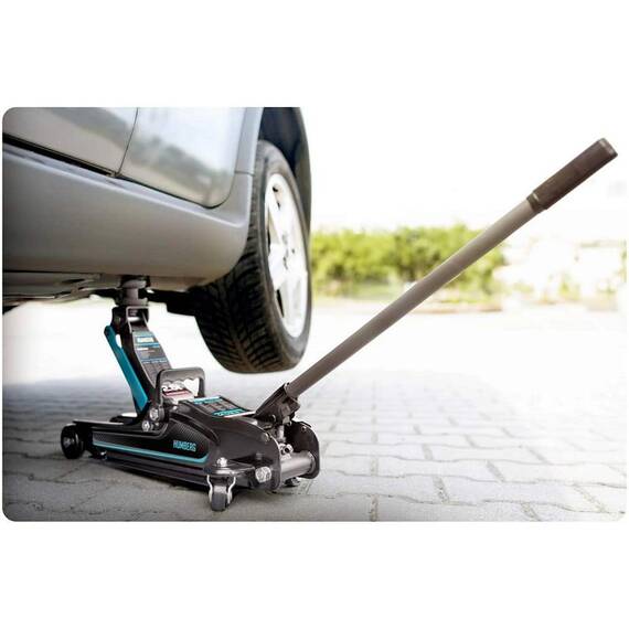 RESIGILAT: Cric auto hidraulic, realizat din otel si aluminiu, capacitate mare de ridicare de 2,5 tone, inaltimea de ridicare 80 - 360 mm, roti pivotante la 360° cu rulmenti, 53 x 20.5 x 8/36 cm, negru si verde - 11- Roveli