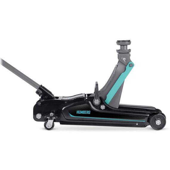RESIGILAT: Cric auto hidraulic, realizat din otel si aluminiu, capacitate mare de ridicare de 2,5 tone, inaltimea de ridicare 80 - 360 mm, roti pivotante la 360° cu rulmenti, 53 x 20.5 x 8/36 cm, negru si verde - 12- Roveli