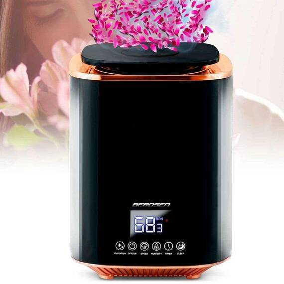 RESIGILAT: Umidificator de aer, functia de ionizare a aerului, de aromaterapie, ceata rece, oprire automata, rezervor 2,6 l, 250 ml/h, temporizator, higrostat si higrometru incorporabil, negru - 13- Roveli