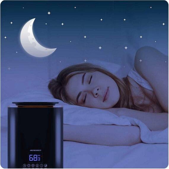 RESIGILAT: Umidificator de aer, functia de ionizare a aerului, de aromaterapie, ceata rece, oprire automata, rezervor 2,6 l, 250 ml/h, temporizator, higrostat si higrometru incorporabil, negru - 8- Roveli