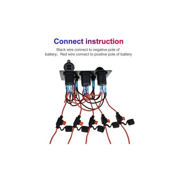 Panou de comutatoare cu priza, voltmetru, 5 intrerupatoare si port USB 12V 20A  Cod: SPA37 - 4- Roveli