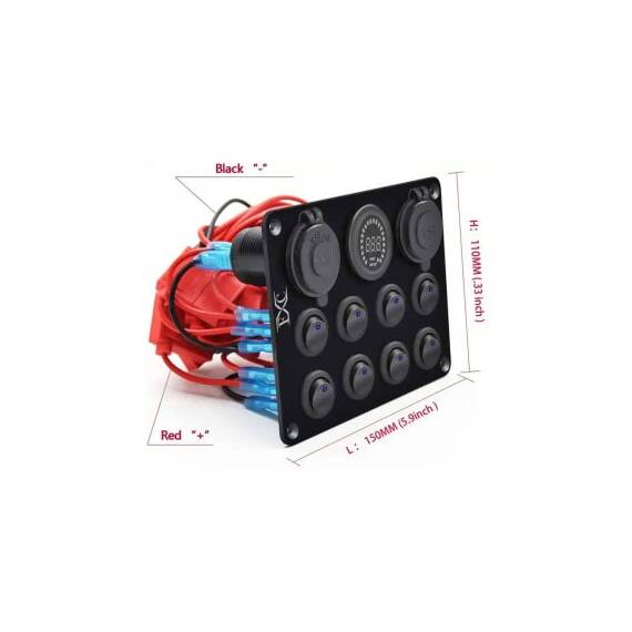 Panou cu priza, voltmetru, 8 intrerupatoare si port USB 12V 20A  Cod: SPA40 - 4- Roveli
