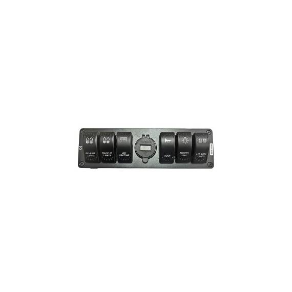 Carcasa suport cu 6 intrerupatoare tip Rocket   voltmetru  si USB Cod: SPA072 - - Roveli
