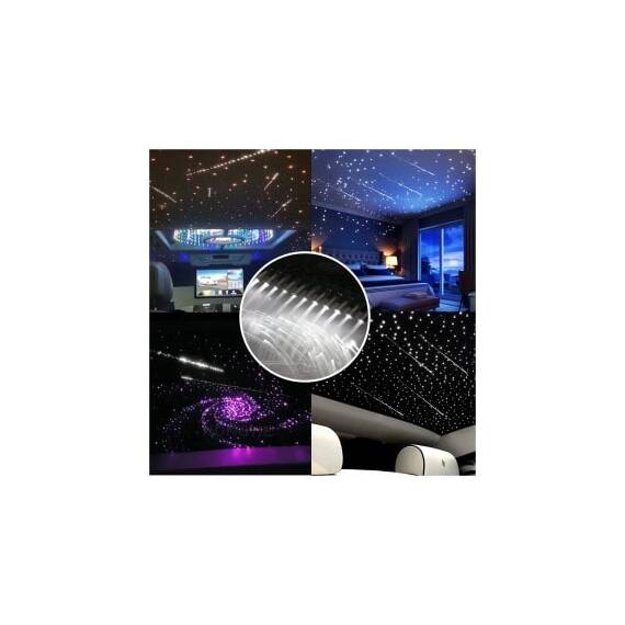 Kit fibra optica LED RGB+W plafon instelat cu efect meteorit (Stea Cazatoare) 760 fire ,3m 12V   Cod: HH-76023 - 2- Roveli