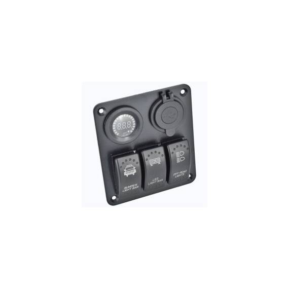 Panou de control cu voltmetru, 3 intrerupatoare si 2 porturi USB  Cod: SP04 / SPA16 - - Roveli