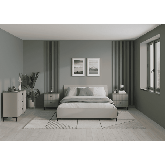 Pat matrimonial, 160x200, gri-maroniu Taupe, DOMCA - 7- Roveli