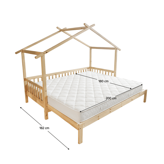 Pat Montessori cu pat suplimentar, natural, 90x200, KESIO - 9- Roveli
