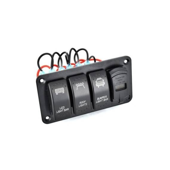 Carcasa suport cu 3 butoane tip Rocket ,voltmetru si USB Cod: SPA069 - - Roveli