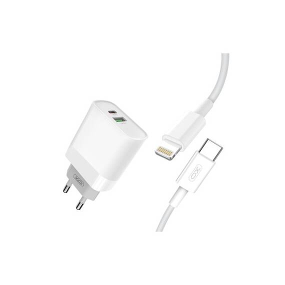 Incarcator retea USB/USB-C, Quick Charge QC3.0 20W cu cablu  compatibil Lighting (Iphone  ) Cod:XO-L64-NB113 - 2- Roveli