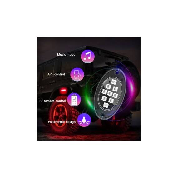 Kit lumini submasina RGB rock light 4 module 12V cu bluetooth Cod: HH-RY164 - 6- Roveli