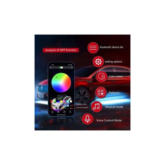 Kit lumini submasina RGB rock light 4 module 12V cu bluetooth Cod: HH-RY164 - 5- Roveli
