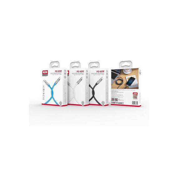 Cablu silicon pentru incarcare 60W Quick Charge si transfer date Type-C la Type-C   Cod: XO-NBQ228B - 2- Roveli