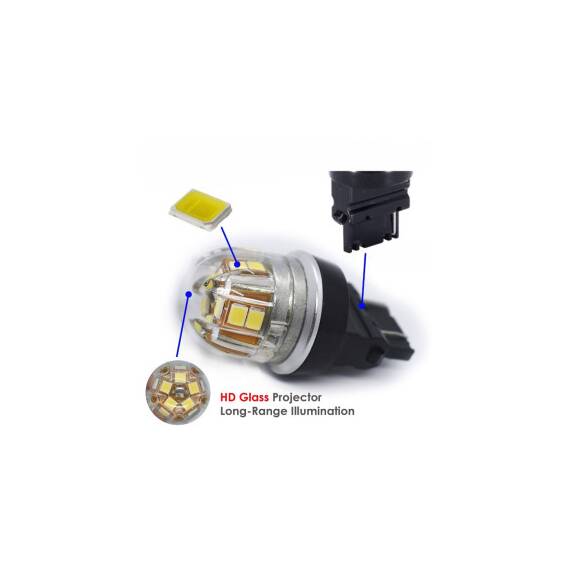 Bec o faza  P27W 3156 15SMD 2835 12V CANBUS  nonpolar 320 lumen Lumina alba Cod: SPT15-3156-W - 3- Roveli