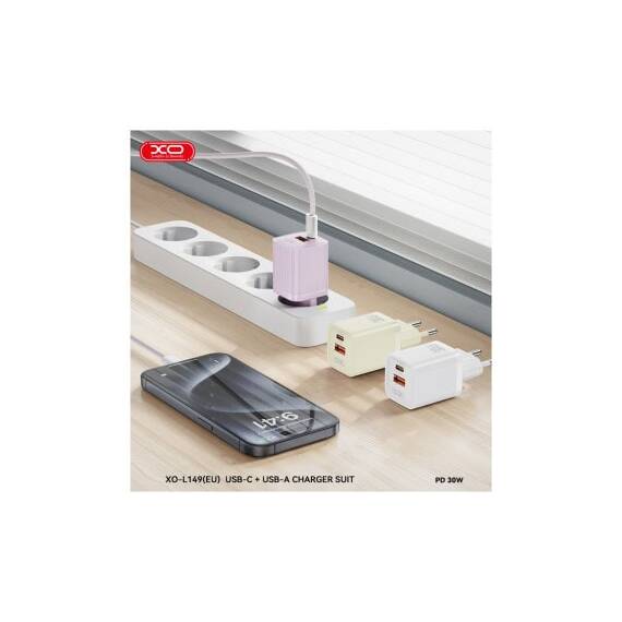 Incarcator retea PD 30W XO cu 2 usb si cablu lightning compatibil iphone Cod: XO-L149A - 3- Roveli