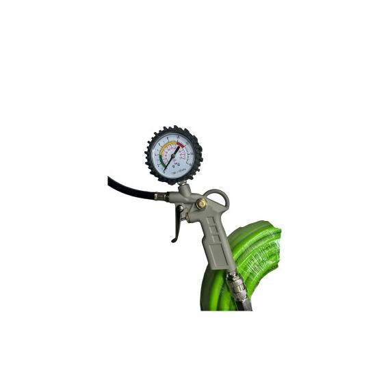 Furtun compresor aer 15m cu pistol si manometru verde Cod: AH-15D - 3- Roveli