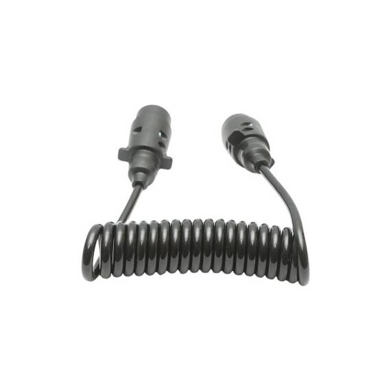 Cablu spiral 2.5m cu 2 stechere tata din plastic, 7 pini pentru priza auto remorca Cod: GB95 / BK92795 - - Roveli