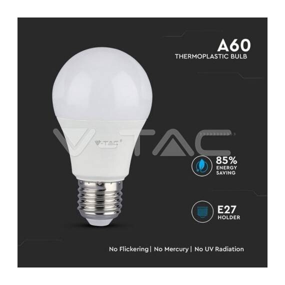 Bec LED Cip SAMSUNG 8.5W E27 A++ A60 Plastic 4000K COD: 253 - 2- Roveli