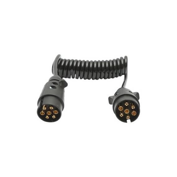 Cablu spiral 2.5m cu 2 stechere tata din plastic, 7 pini pentru priza auto remorca Cod: GB95 / BK92795 - 2- Roveli