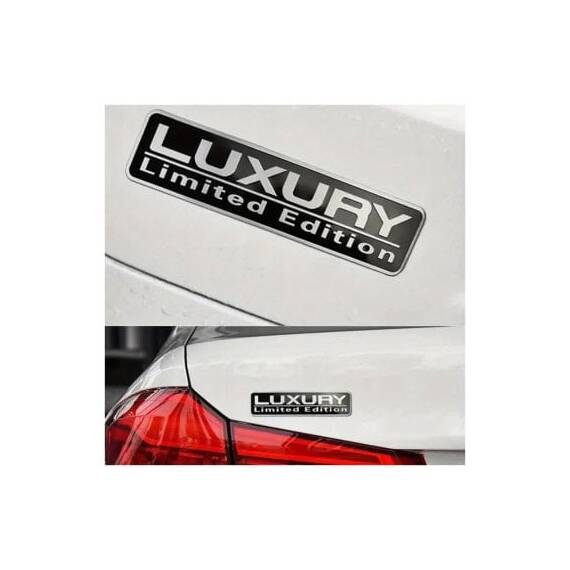 Ornament metalic auto Luxury crom cu negru 7.5x1.5 cm Cod: JST-01 - 2- Roveli