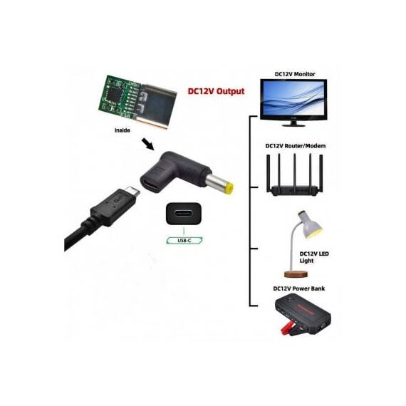 Adaptor USB Type C la DC 5.5x2.1mm 5V PD conversie alimentare MIV   - 3- Roveli